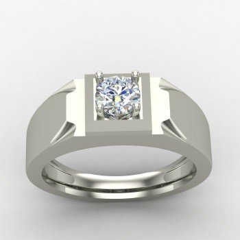 Silver Gents Solitaire Ring