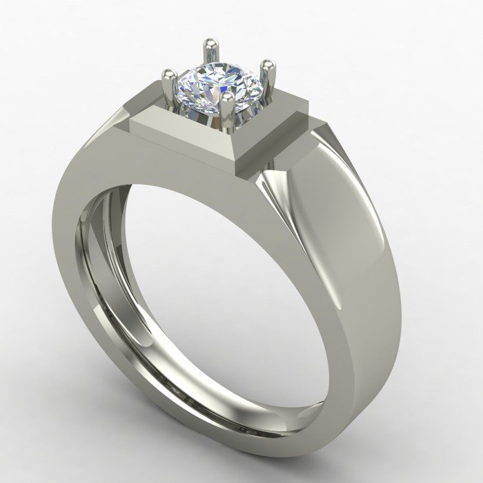 Silver Gents Solitaire Ring