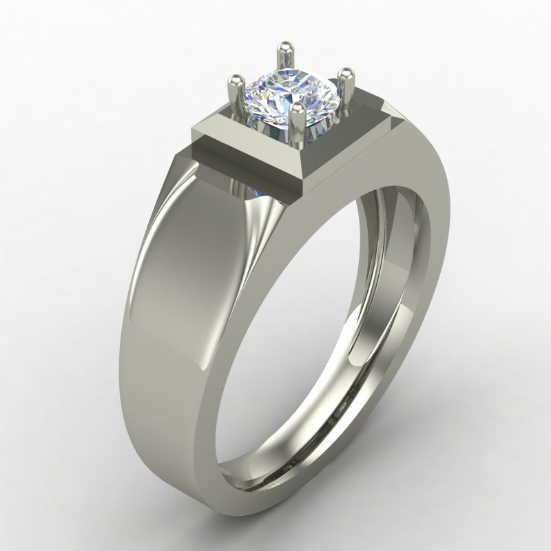 Silver Gents Solitaire Ring Silver Gents Solitaire Ring