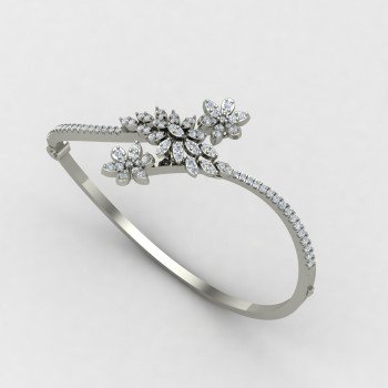 Flower Silver Bangle Bracelet Flower Silver Bangle Bracelet
