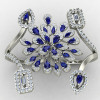Double Finger Blue Cocktail Ring