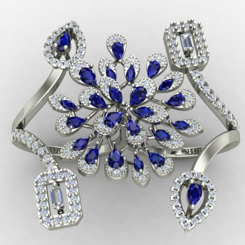 Double Finger Blue Cocktail Ring