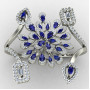 Double Finger Blue Cocktail Ring