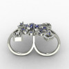 Double Finger Blue Cocktail Ring