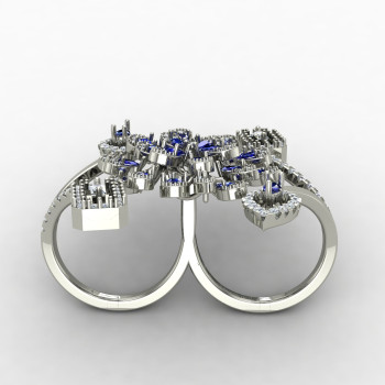 Double Finger Blue Cocktail Ring Double Finger Blue Cocktail Ring
