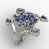 Double Finger Blue Cocktail Ring
