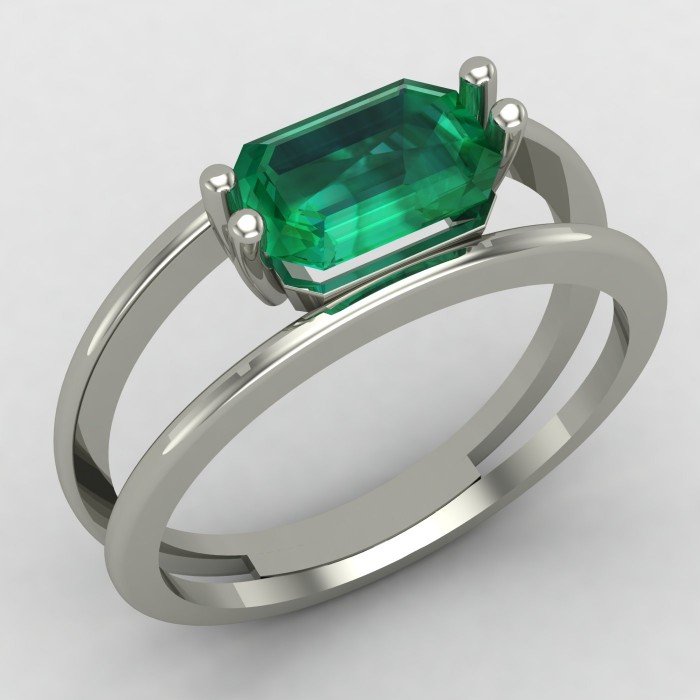 Emerald Silver Ring