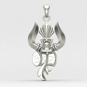 Trishul Damru Silver Locket