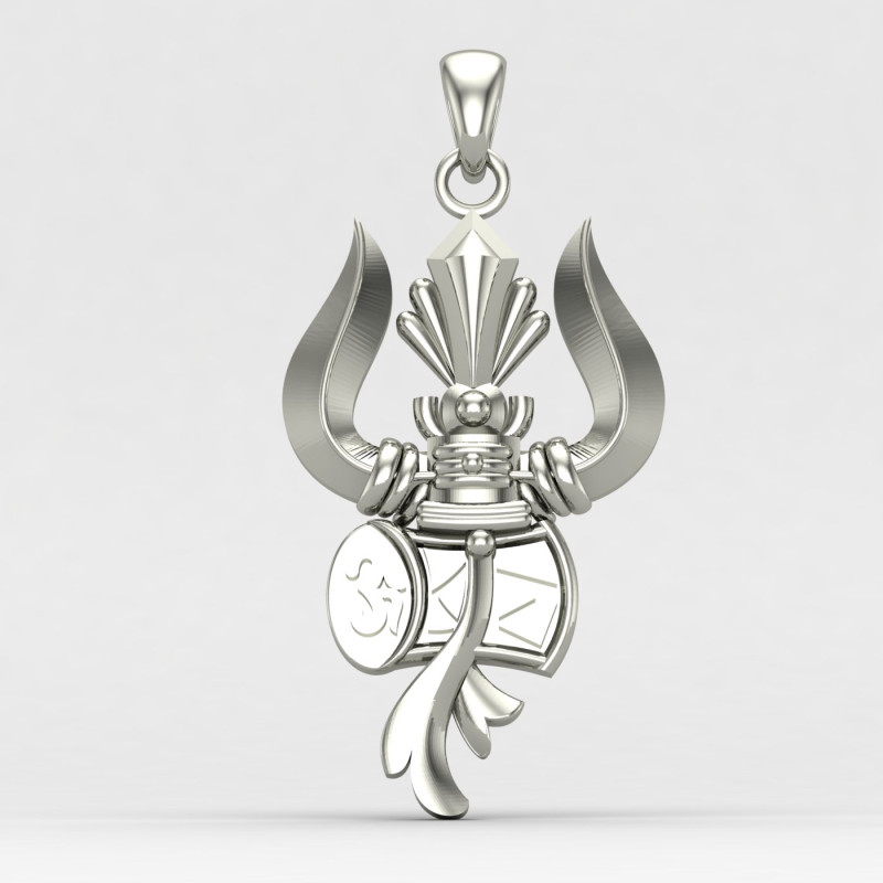 Trishul Damru Silver Locket