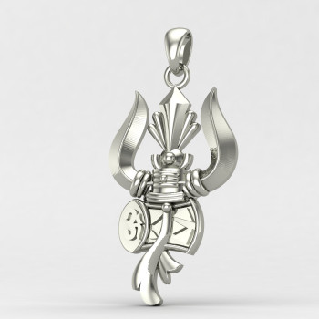 Trishul Damru Silver Locket