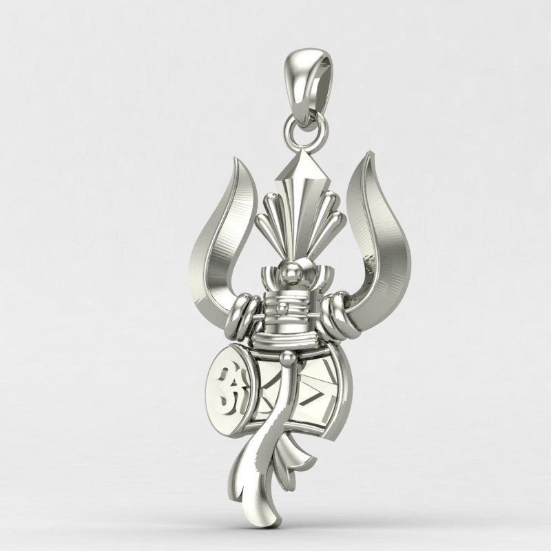Trishul Damru Silver Locket