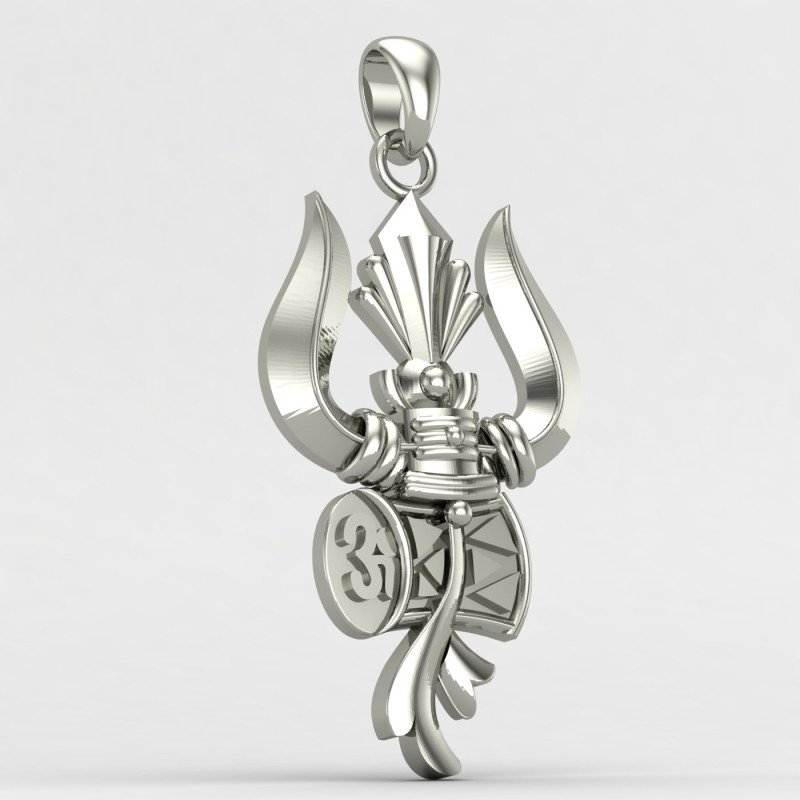 Trishul Damru Silver Locket