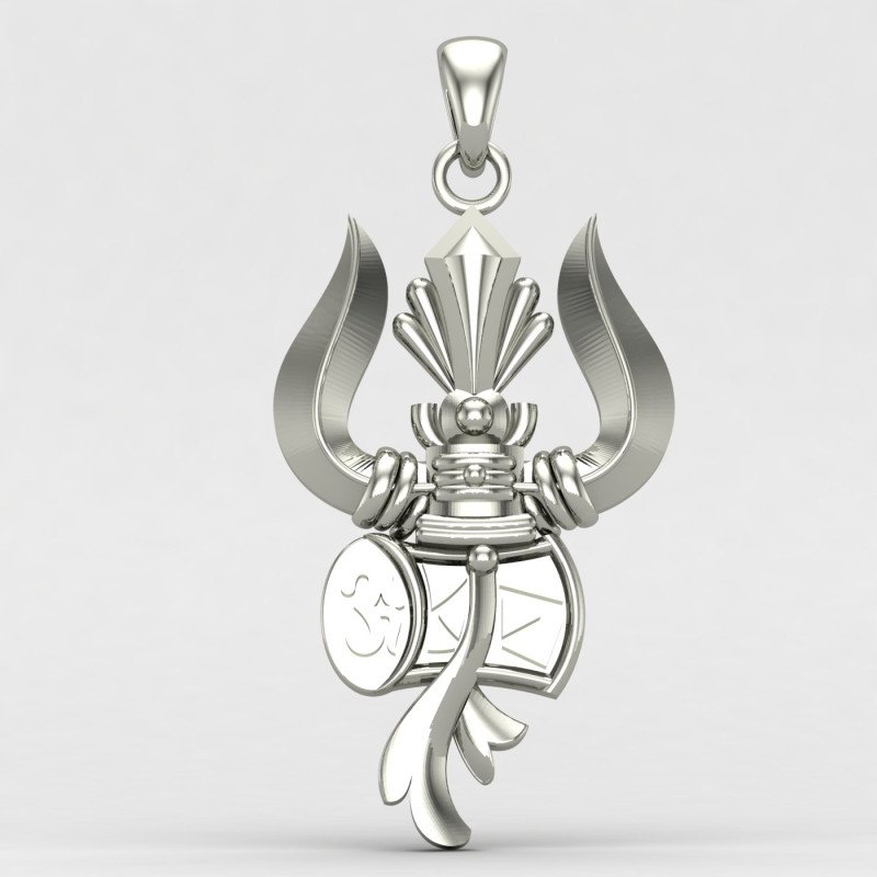 Trishul Damru Silver Locket
