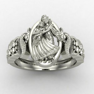 Silver Radha Krishna Temple Ring