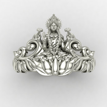 Sterling Silver Laxmi Mata Ring for Women