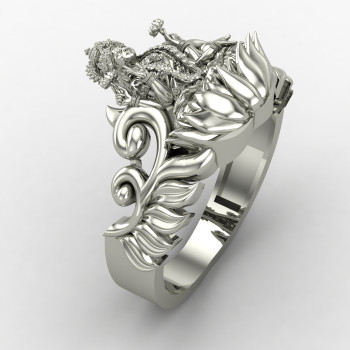 Sterling Silver Laxmi Mata Ring for Women