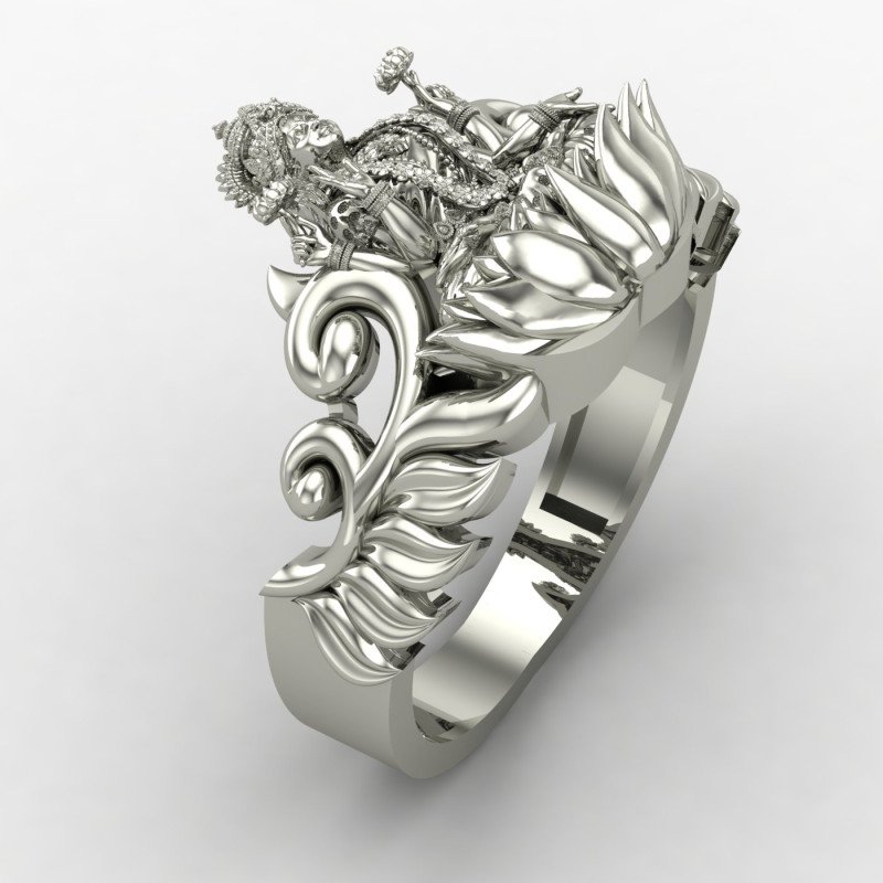 Sterling Silver Laxmi Mata Ring for Women Sterling Silver Laxmi Mata Ring for Women