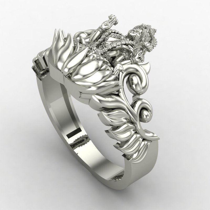 Sterling Silver Laxmi Mata Ring for Women Sterling Silver Laxmi Mata Ring for Women