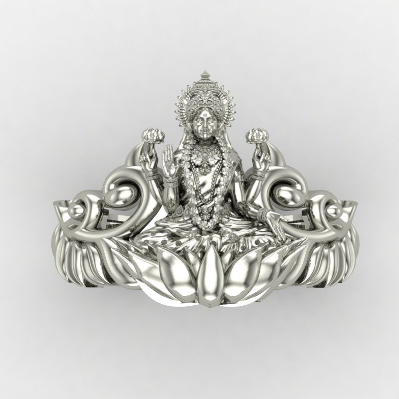 Sterling Silver Laxmi Mata Ring for Women Sterling Silver Laxmi Mata Ring for Women
