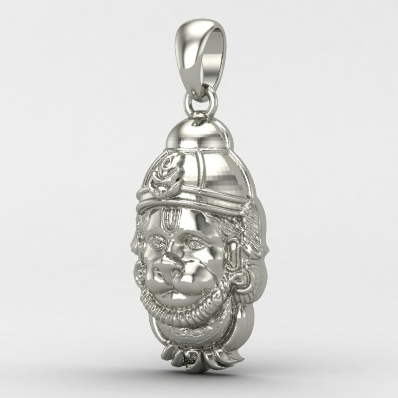 Hanuman Ji Face Silver Pendant