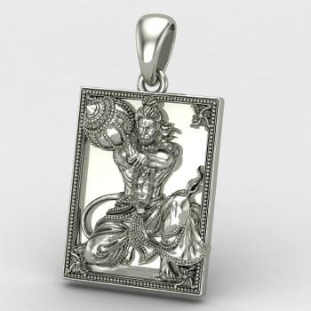 Frame Bajrangbali Silver Locket
