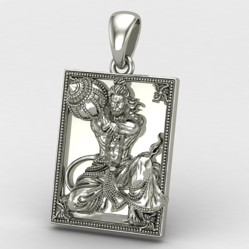 Frame Bajrangbali Silver Locket