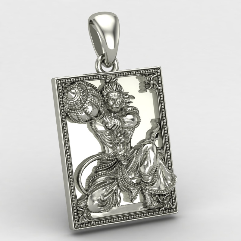 Frame Bajrangbali Silver Locket